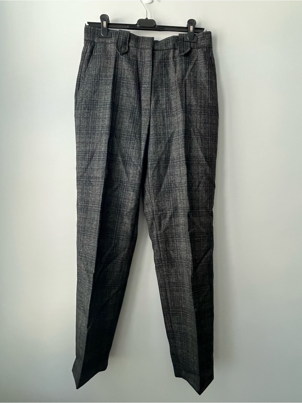 Sandro Black and Gray Plaid Trousers